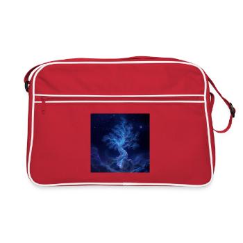 Blue Lightning Tree Night Art - Retro Bag - red/white - Front