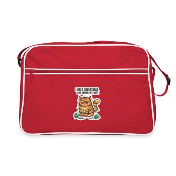 Chat dans les lumières de Noël sarcasme - Sac Retro - rouge/blanc - Devant