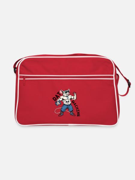 Kraftratte Skull-Logo - Retro Tasche - Rot/Weiß - Vorne