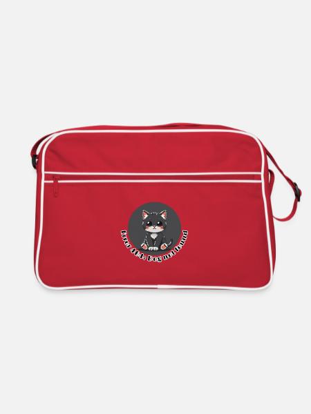 404 Katze: Hund nicht gefunden - Retro Tasche - Rot/Weiß - Vorne