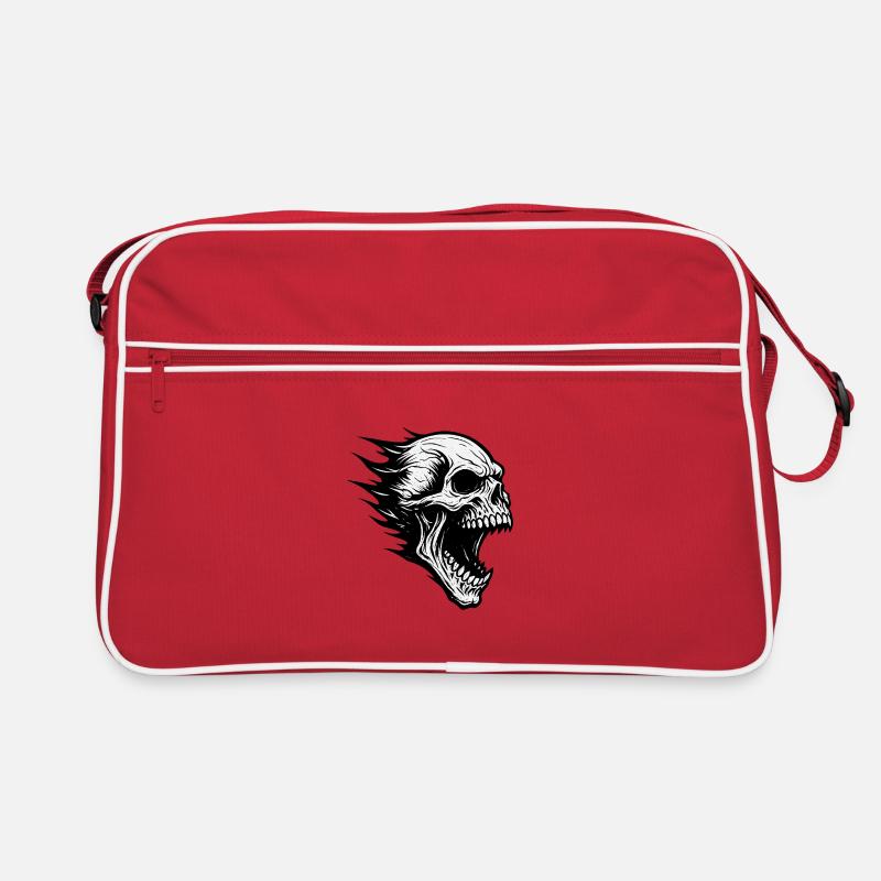 Headache at work:Flaming skull in the storm Retro Bag