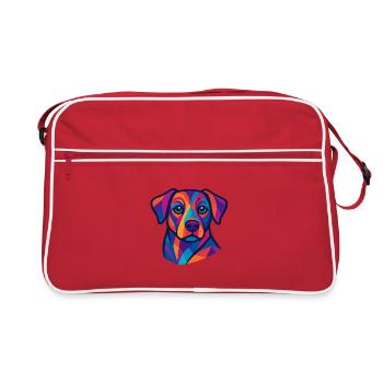 Colorful Geometric Dog Portrait - Retro Bag - red/white - Front