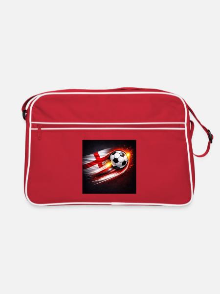 Flying football with flag breeze - Retro Bag - red/white - Front