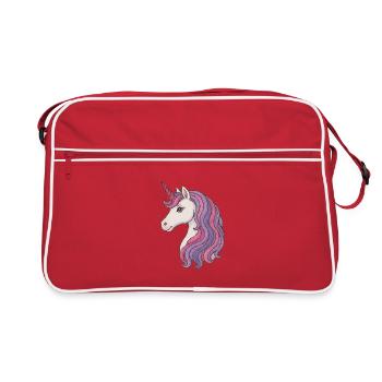 Pastel Unicorn Portrait Pink - Retro Bag - red/white - Front