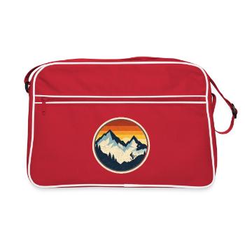 Sunset Mountains Vintage Cyclist Mountainbike - Retro Tasche - Rot/Weiß - Vorne