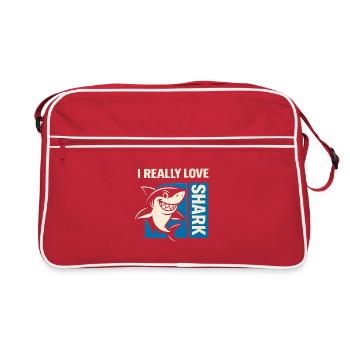 I Really Love Shark - Retro Tasche - Rot/Weiß - Vorne