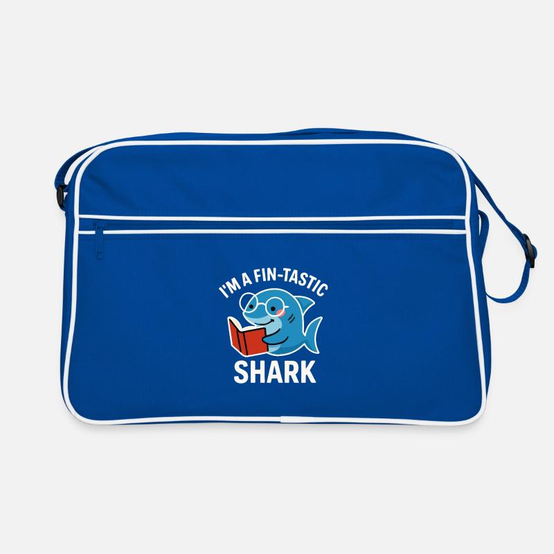 Fin-Tastic Shark liest Buch Retro Tasche