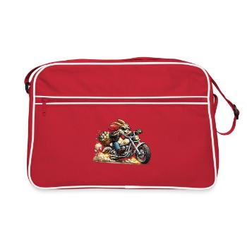 Osterhase auf Motorrad - Retro Tasche - Rot/Weiß - Vorne