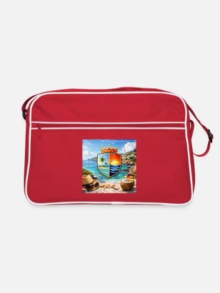 Coastal Coat of Arms Tropical Shield - Retro Bag - red/white - Front