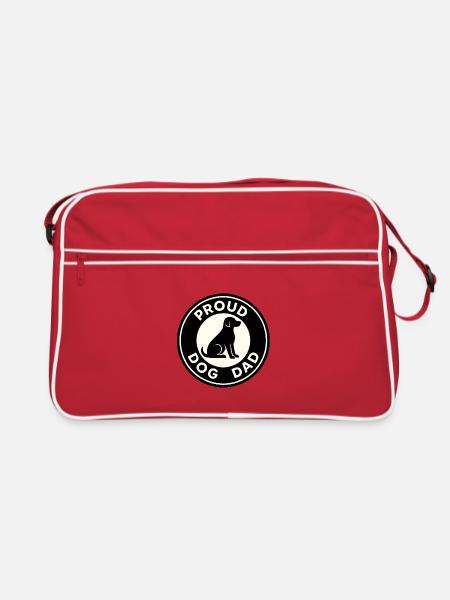Proud Dog Dad - Retro Tasche - Rot/Weiß - Vorne