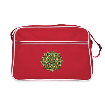 Bunte Mandala – Harmonie und Gleichgewicht - Retro Tasche - Rot/Weiß - Vorne