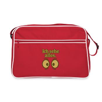 Ich sehe alles Augenprint - Retro Tasche - Rot/Weiß - Vorne