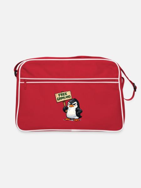 Logo t-shirt Penguin Protest Free Greenland - Retro Bag - red/white - Front