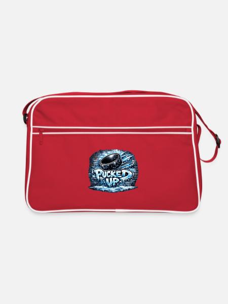 Hockey graffiti avec des rondelles - Sac Retro - rouge/blanc