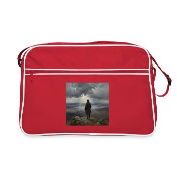 Vue des montagnes Brumeuses - Sac Retro - rouge/blanc - Devant