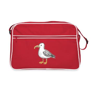 Croquis d’oiseau côtier Mouette Mouette Mouette Nord de l’Allemagne - Sac Retro - rouge/blanc - Devant