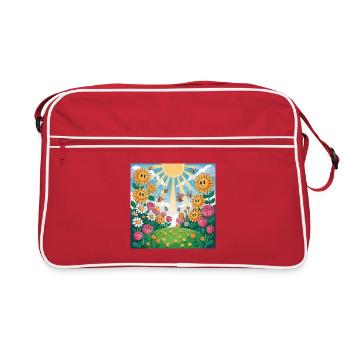 Sunny Flower Garden with Bees - Retro Bag - red/white - Front