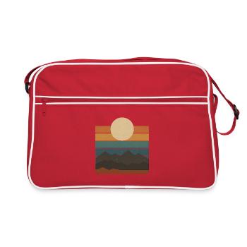 Idée cadeau pour les bandes de coucher du soleil sur la montagne - Sac Retro - rouge/blanc - Devant