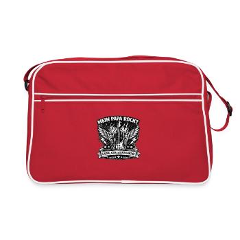 Mein Papa rockt – Rockvater Shirt - Retro Tasche - Rot/Weiß - Vorne