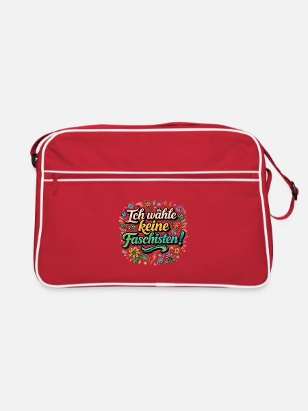Ich wähle keine Faschisten - Retro Tasche - Rot/Weiß - Vorne