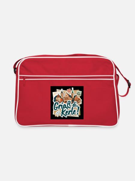 Griaß di Kerl Bavarian Greeting - Retro Bag - red/white - Front