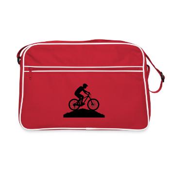 Silhouette de VTT d’aventure en montagne - Sac Retro - rouge/blanc - Devant