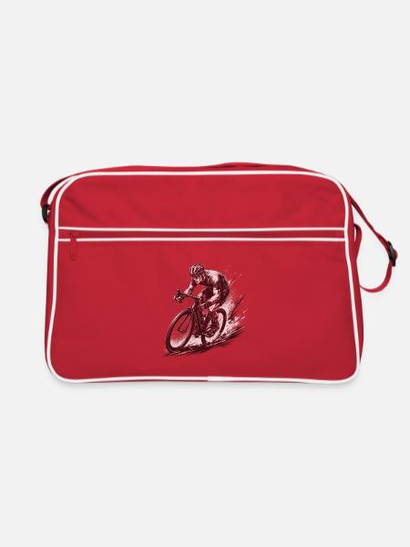 Rennradprofi im Comic-Ink Stil - Retro Tasche - Rot/Weiß - Vorne