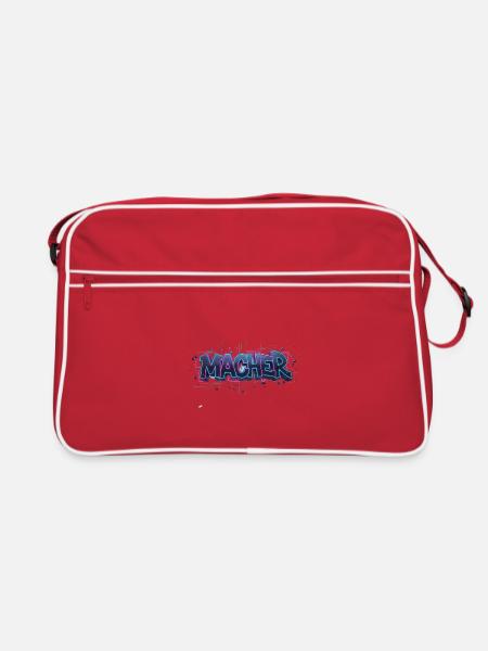 Macher Neon Graffiti Schriftzug - Retro Tasche - Rot/Weiß - Vorne