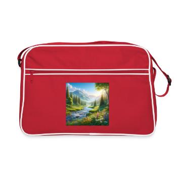 Fjälldalen's Spring Flower River - Retro Bag - red/white - Front