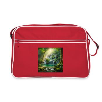 Wasserfall der Träume - Retro Tasche - Rot/Weiß - Vorne