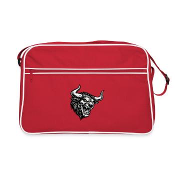 Angry Bull Head – Aggressive Bull Logo - Retro Bag - red/white - Front