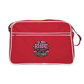 Not rude, honest – sensitive - Retro Bag - red/white - Front