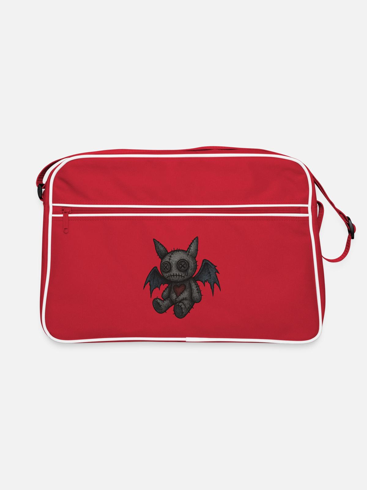Quilted Monster with Wings - Retro Bag - red/white - Front