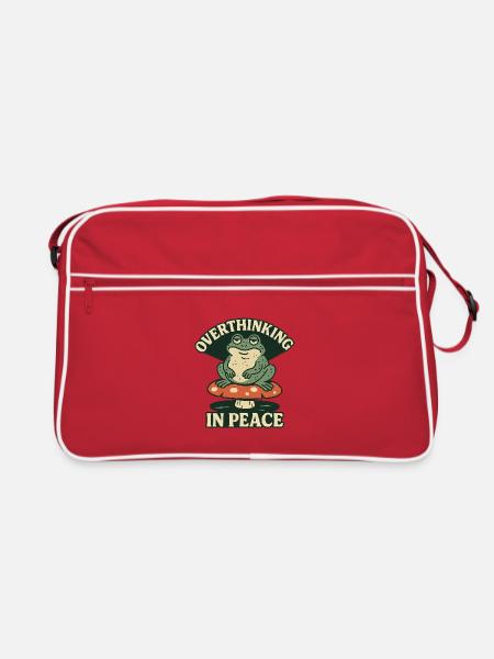 Overthinking in Peace Frog Humor Relax - Retro Bag - red/white - Front