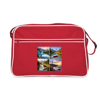 Collage des paysages naturels alpins - Sac Retro - rouge/blanc - Devant