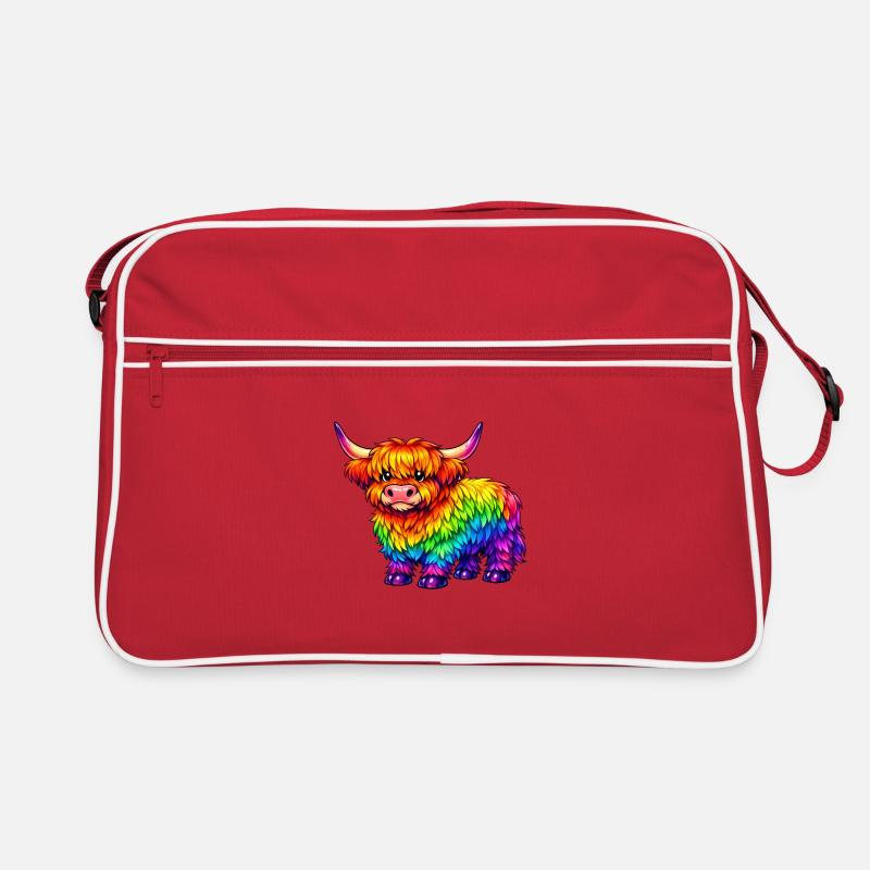 Vache arc-en-ciel vibrante des Highlands Sac Retro