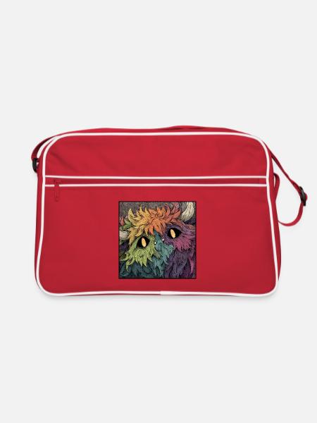 Regenbogenmonster Farbenspiel - Retro Tasche - Rot/Weiß - Vorne