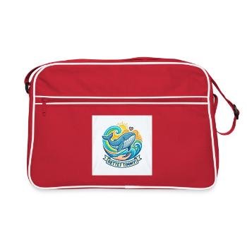 Rettet Timmy: Wale im Farbwellen - Retro Tasche - Rot/Weiß - Vorne