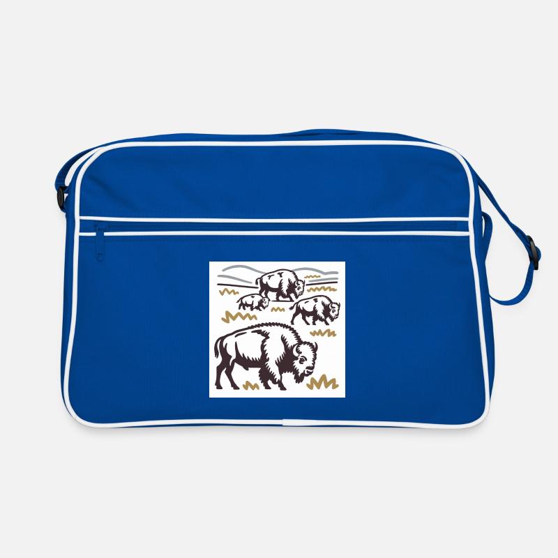 Troupeau de bisons sur la steppe Sac Retro
