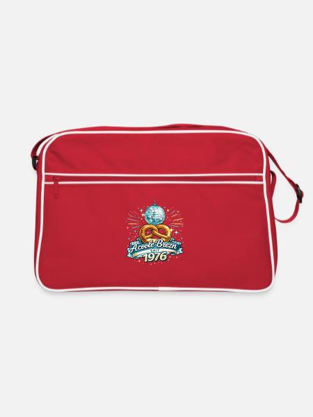 A Coole Brezn 1976 Discokugel Geburtstagsshirt - Retro Tasche - Rot/Weiß