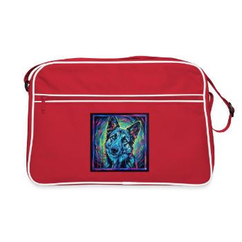 Neon wolf gaze - Retro Bag - red/white - Front