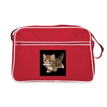 kitten has caught a fish - Retro Bag - red/white - Front