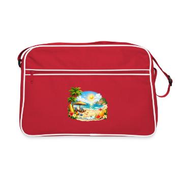 Ambiances estivales Plage tropicale Coucher de soleil - Sac Retro - rouge/blanc - Devant