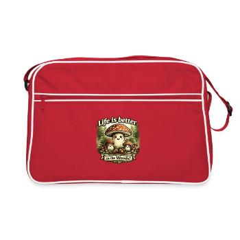 Leben ist besser im Wald - Retro Tasche - Rot/Weiß - Vorne