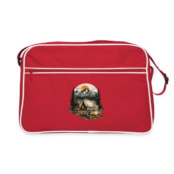Camping en forêt au coucher du soleil - Sac Retro - rouge/blanc - Devant