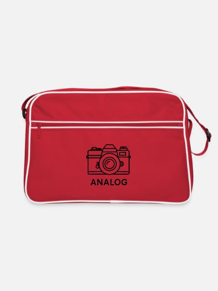 Ein Herz für analoge Fotografie - Retro Tasche - Rot/Weiß - Vorne