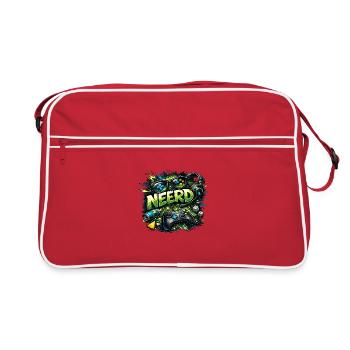 Gamer Nerd Neon Grafik - Retro Tasche - Rot/Weiß - Vorne
