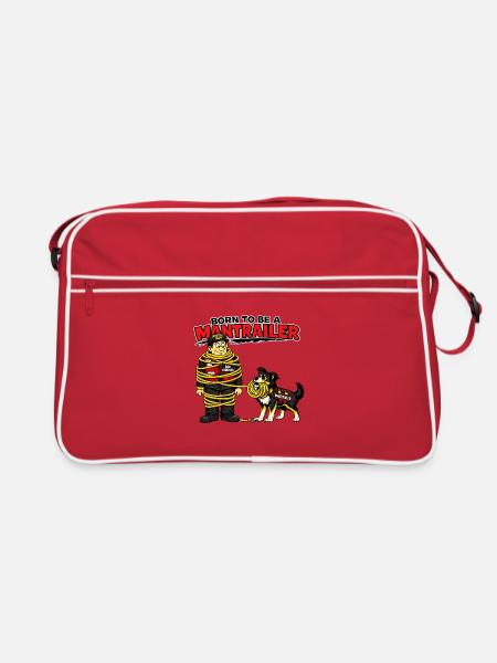 Geboren zum Mantrailer - Retro Tasche - Rot/Weiß - Vorne