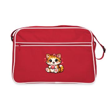 Motif de cœur de chaton câlin - Sac Retro - rouge/blanc - Devant