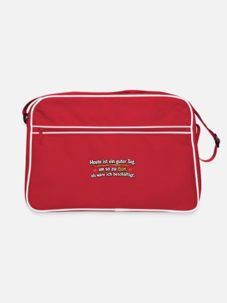 Heute gilt: So tun, als beschäftigt - Retro Tasche - Rot/Weiß - Vorne
